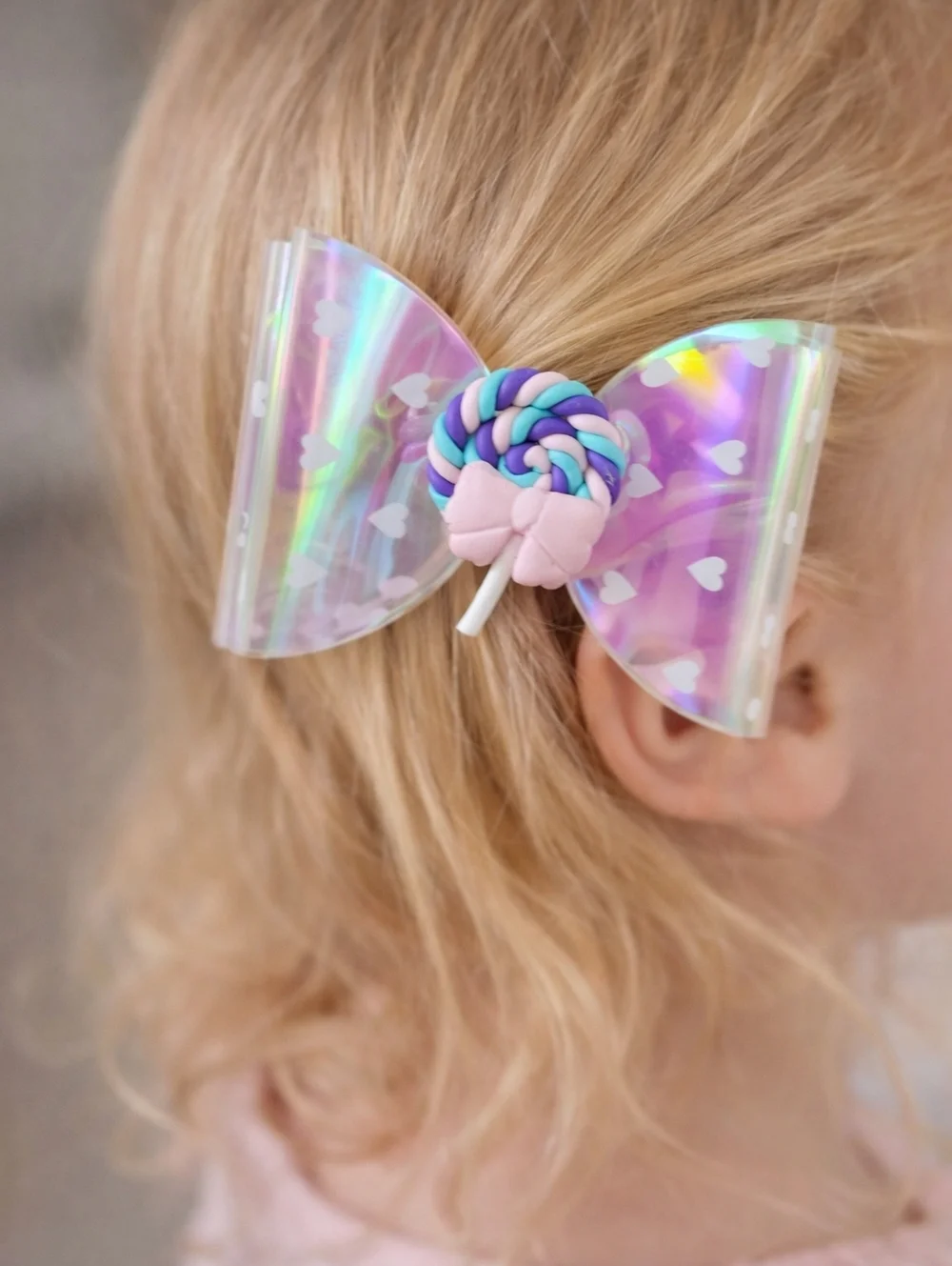 Holographic Lollipop candy bow kids girl kawaii barbiecore